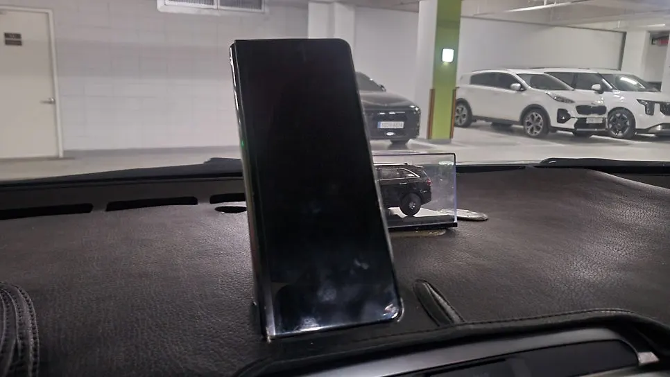 Car phone mount holding a Galaxy Z Fold