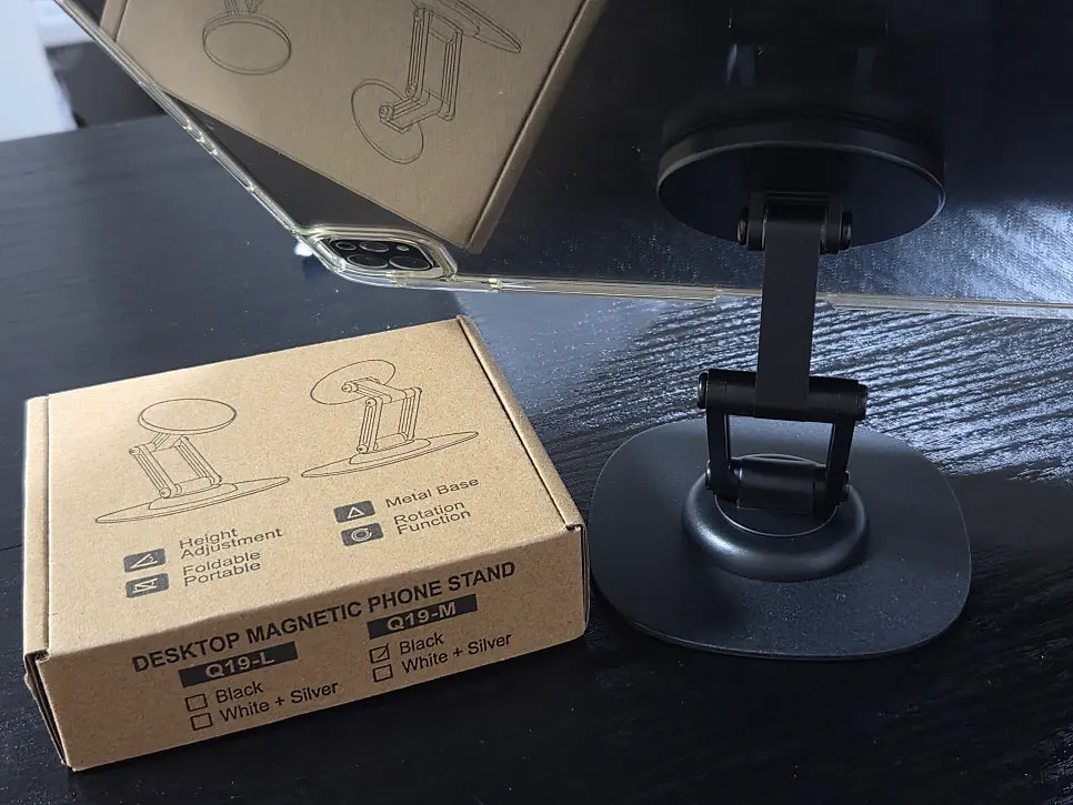 VITINYA stand with an iPad attached using a magnetic sticker