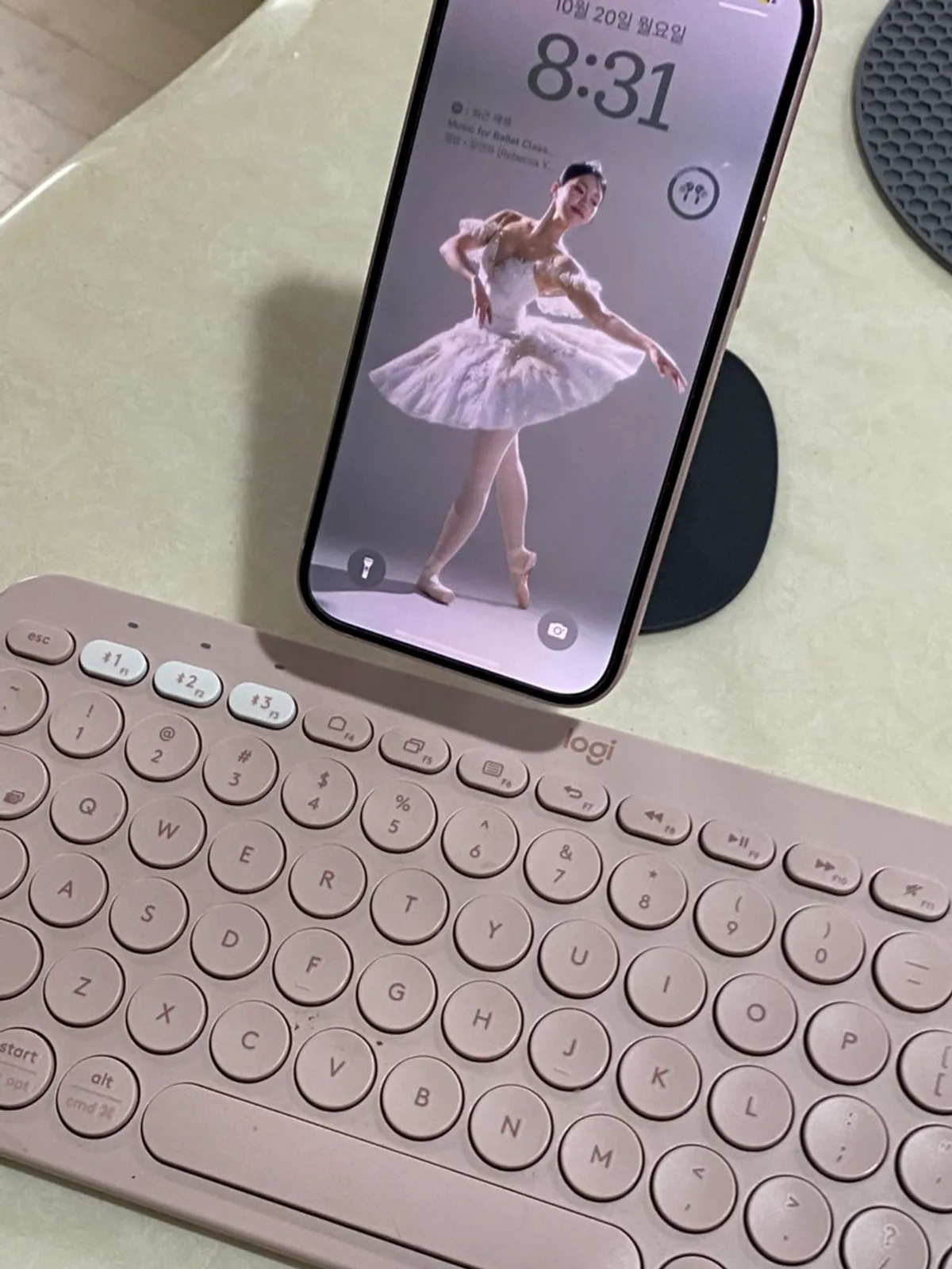 Desktop iPad work setup beside a PC