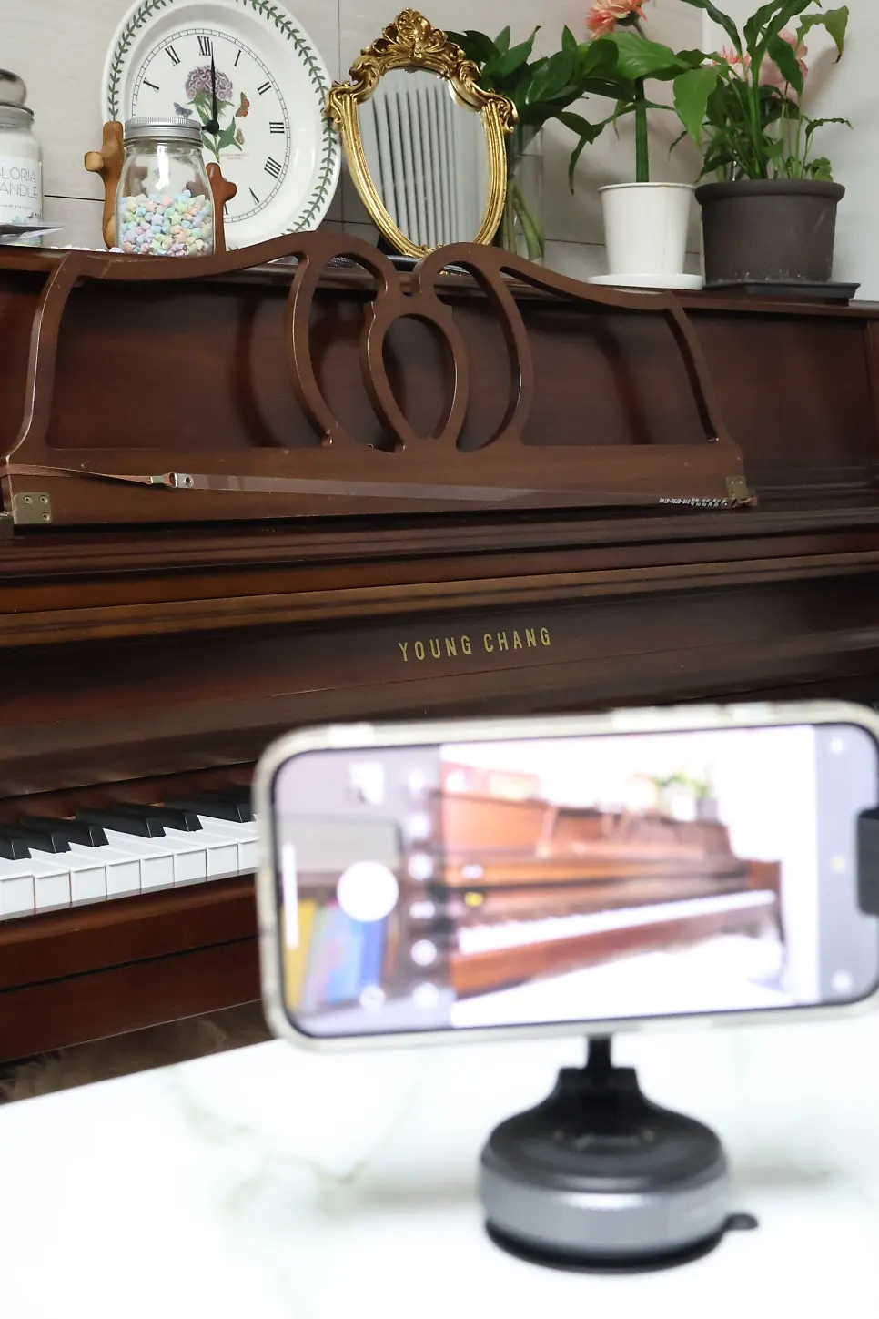 MagSafe stand in a music-listening setup