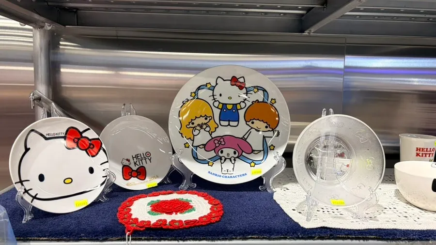 1990s vintage cup display shelves