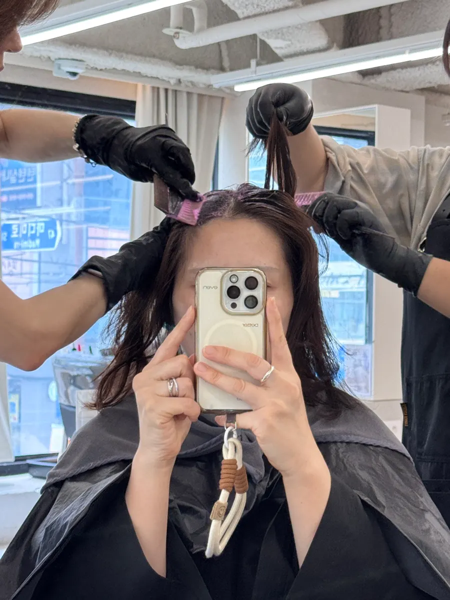 Preparing for all-over light ash brown coloring