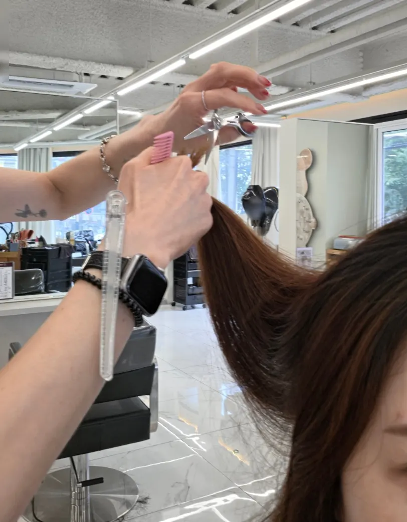Hair with ends trimmed before coloring