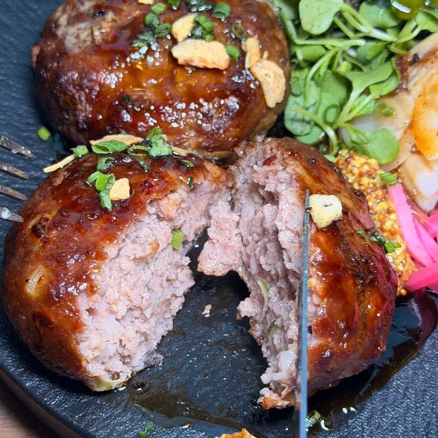 Close-up of smoky charcoal-grilled tteokgalbi
