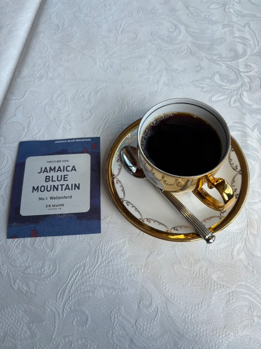 First sip of Blue Mountain coffee