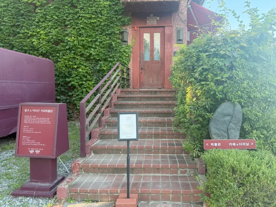 Sign showing coffee museum visiting hours