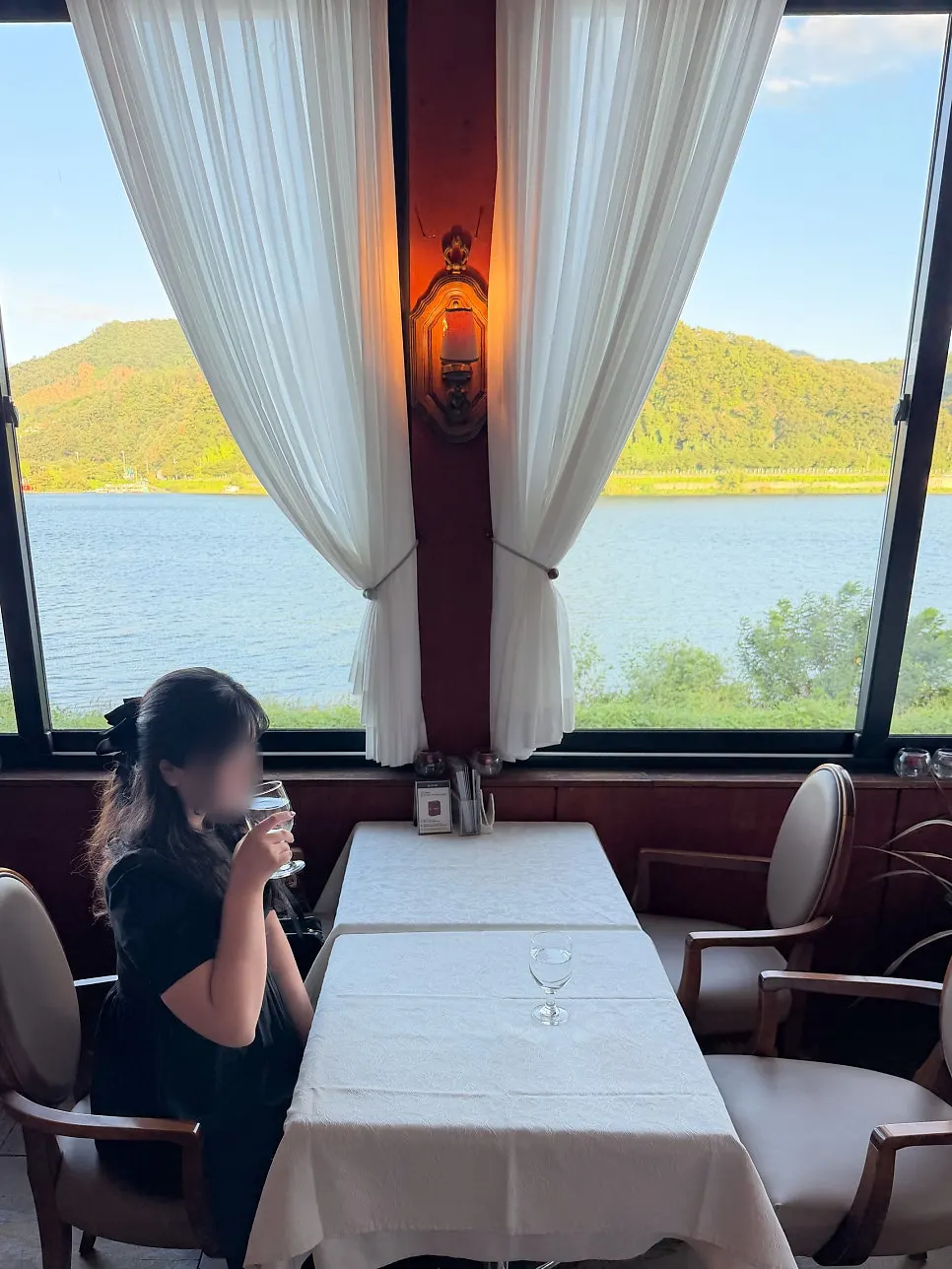 Window seat with a view of the Bukhan River
