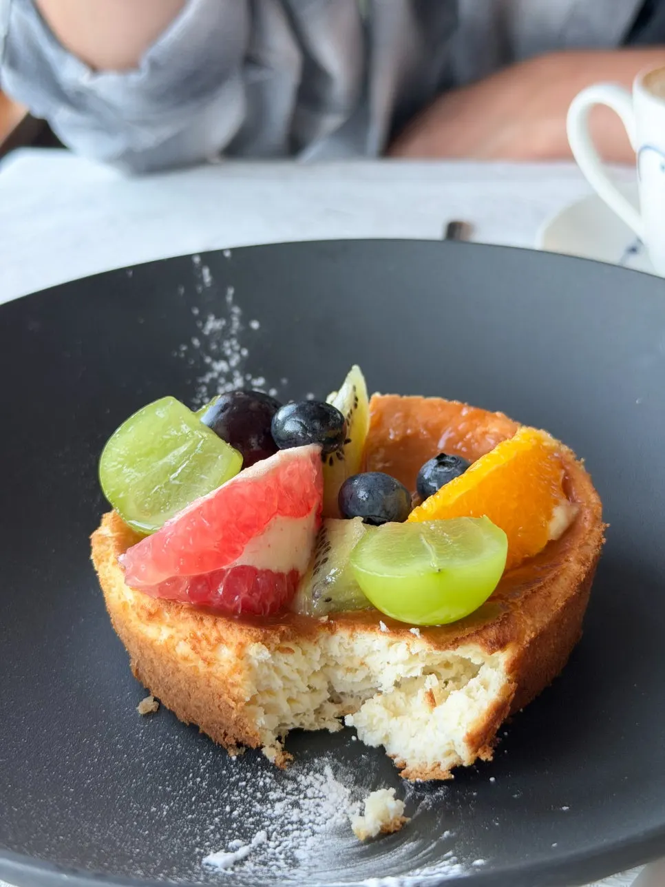 A slice of seasonal fruit cheesecake