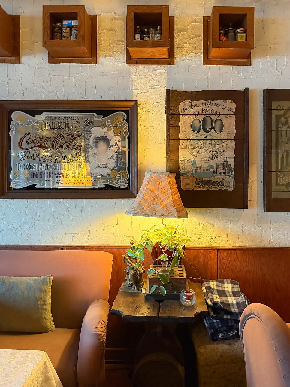 View of the café interior in the evening