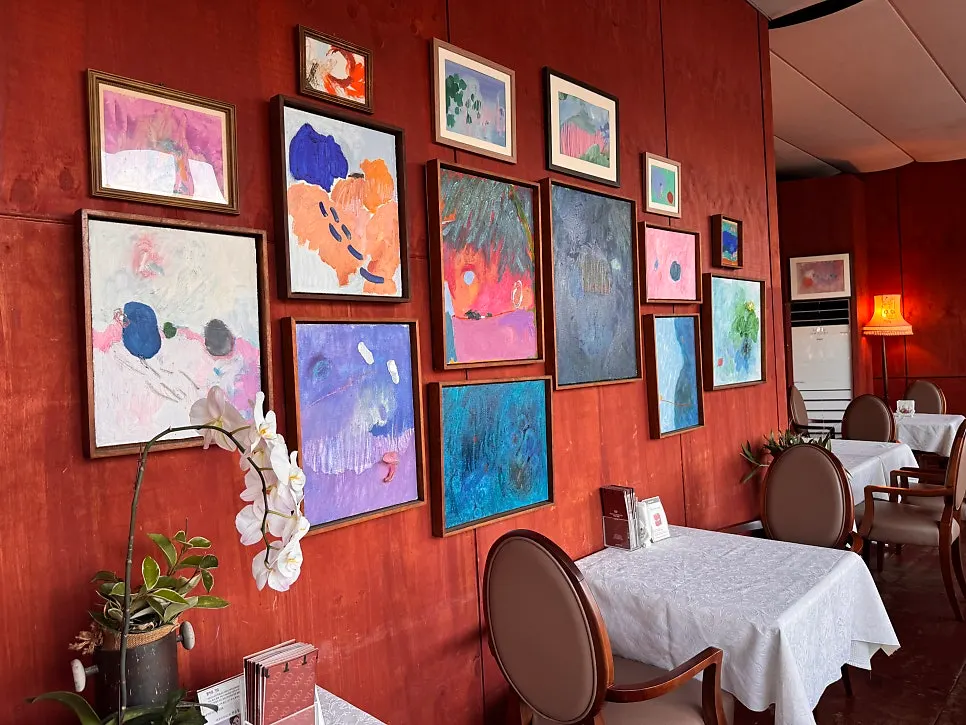 Art exhibition by emerging artists on the wall