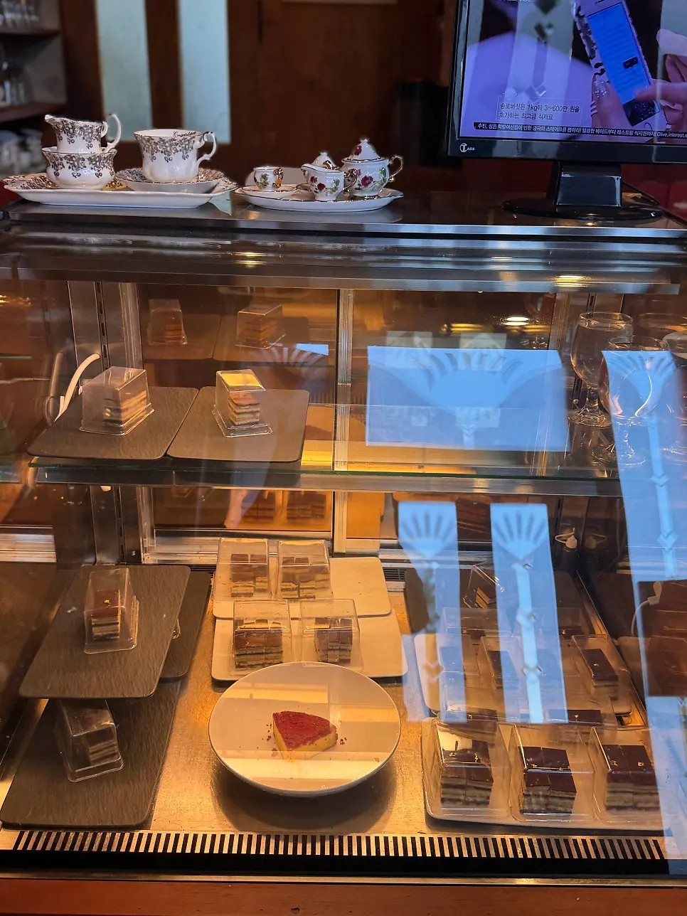 Gallery-like exhibition wall inside the café