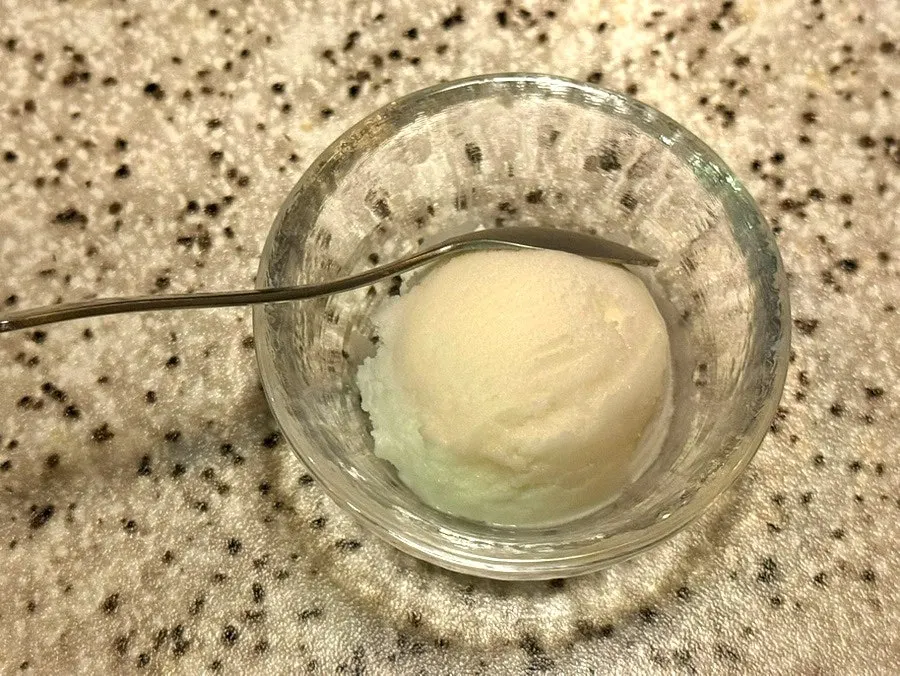 Lemon sorbet ice cream served for dessert