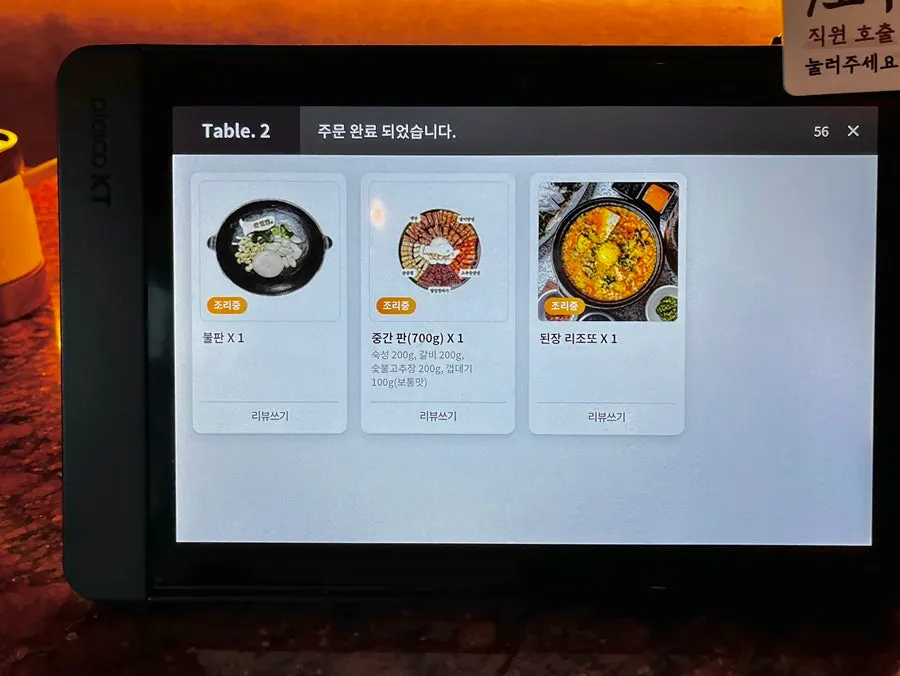 Platter sizes and side menu guide at Wanbeoljip