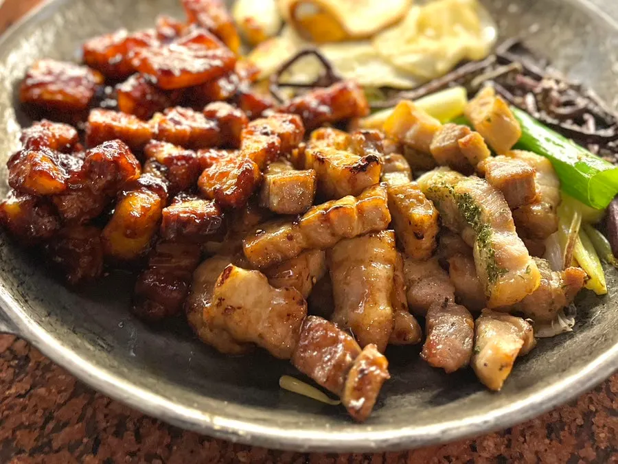 Pork belly grilled in the kitchen at Wanbeoljip