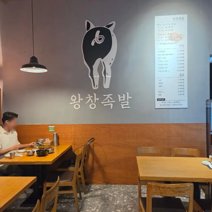 Wangchang Jokbal menu posted on the wall