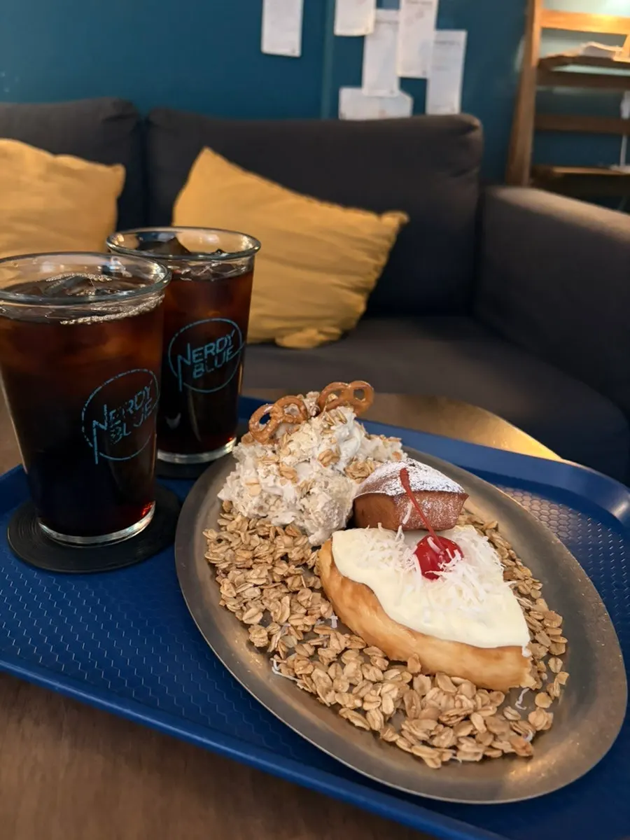 Close-up of desserts from the Cheating Plate