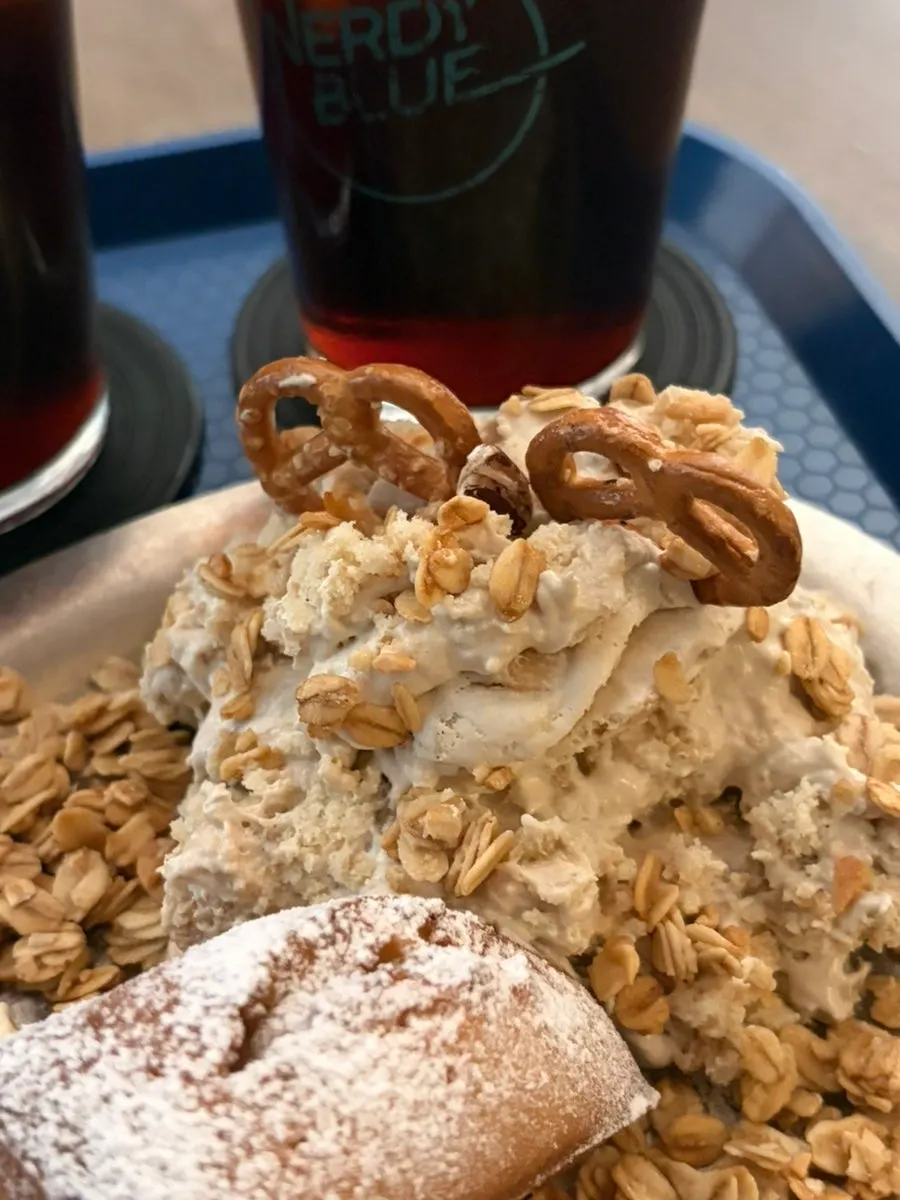 Coffee and dessert set on the table