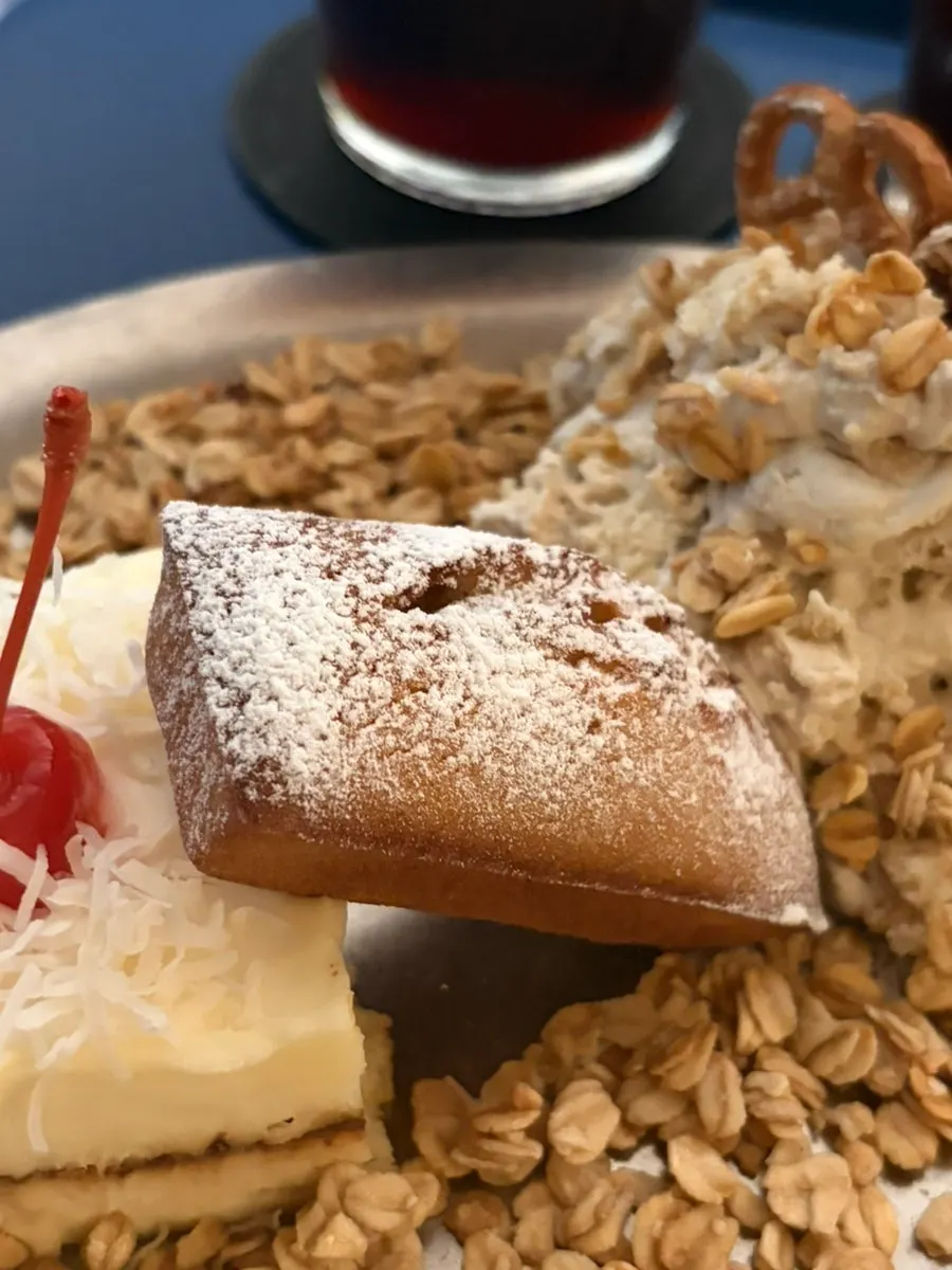 Basque cheesecake topped with cream cheese