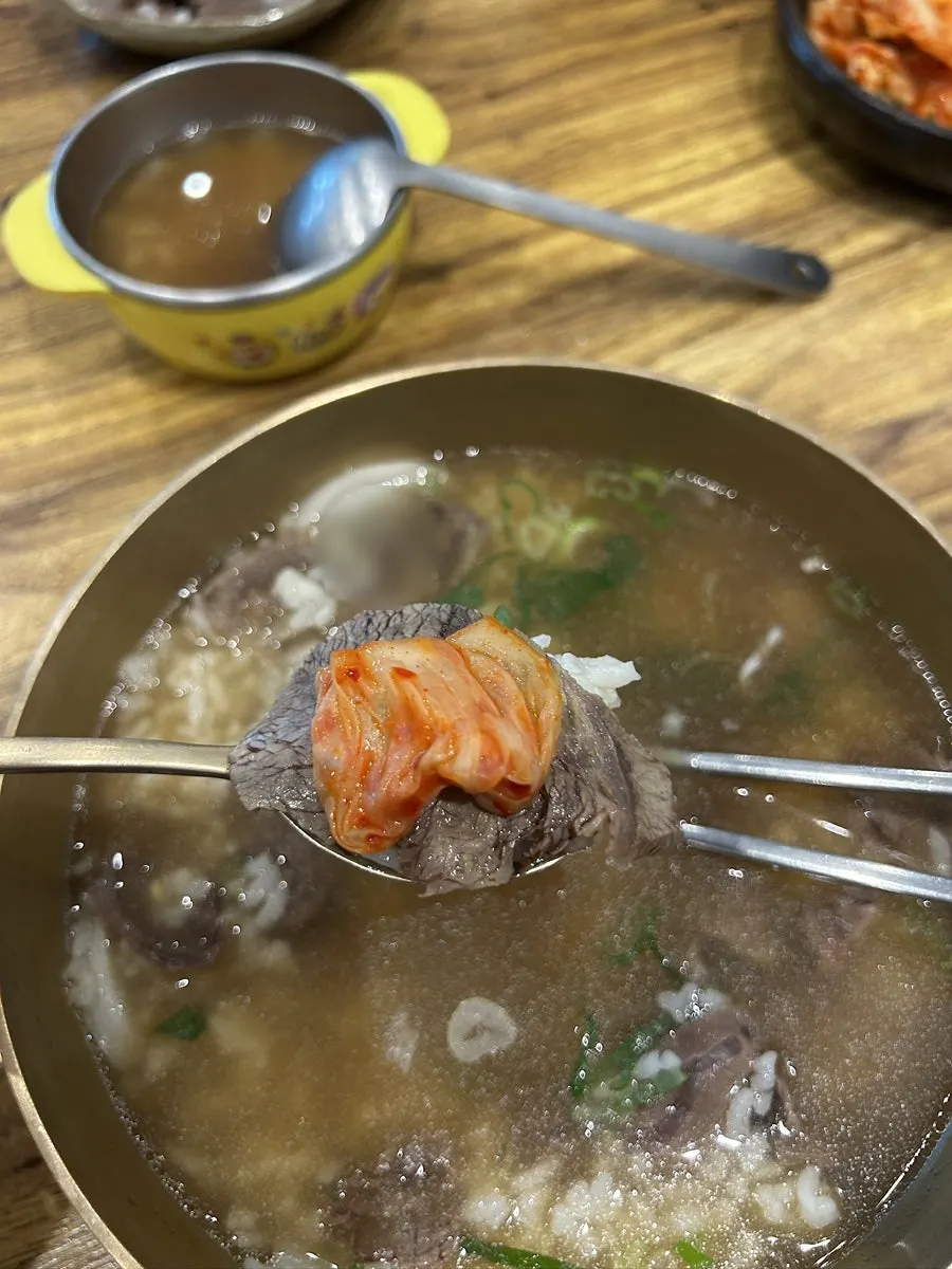 A spoonful of meat and rice together