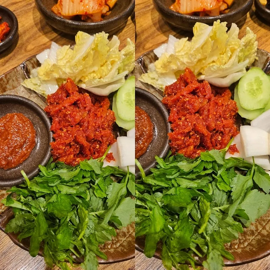 미나리곰탕과 명태회무침 한 상 차림