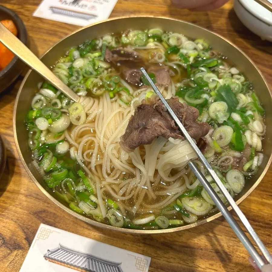 Gomtang served with rice in the broth