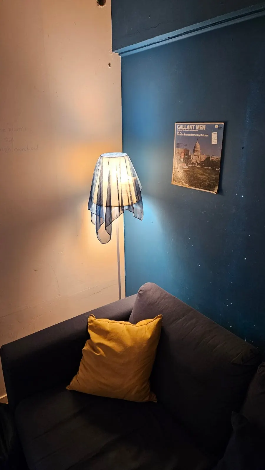 Vertical shot of the Nerdy Blue Burrow café entrance