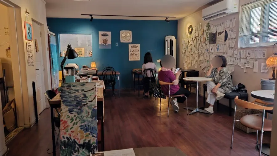 Dimly lit interior of Nerdy Blue Burrow