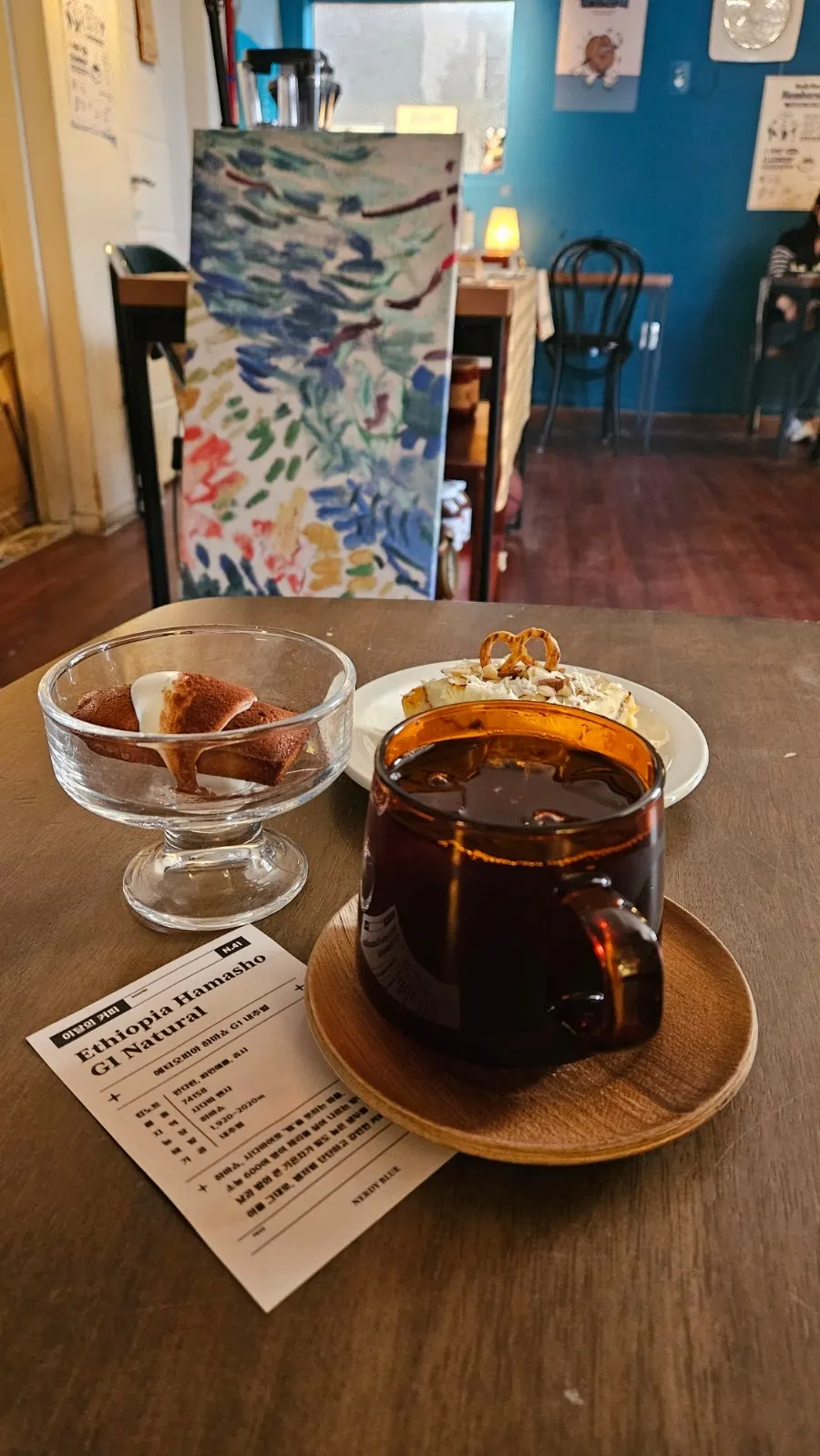 Bean information pamphlet provided with drip coffee orders