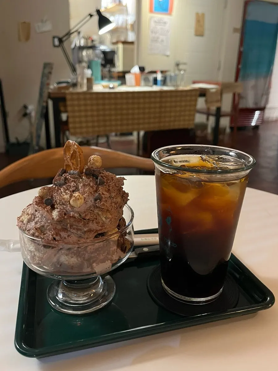 Hazelnut choco pudding and decaf cold brew