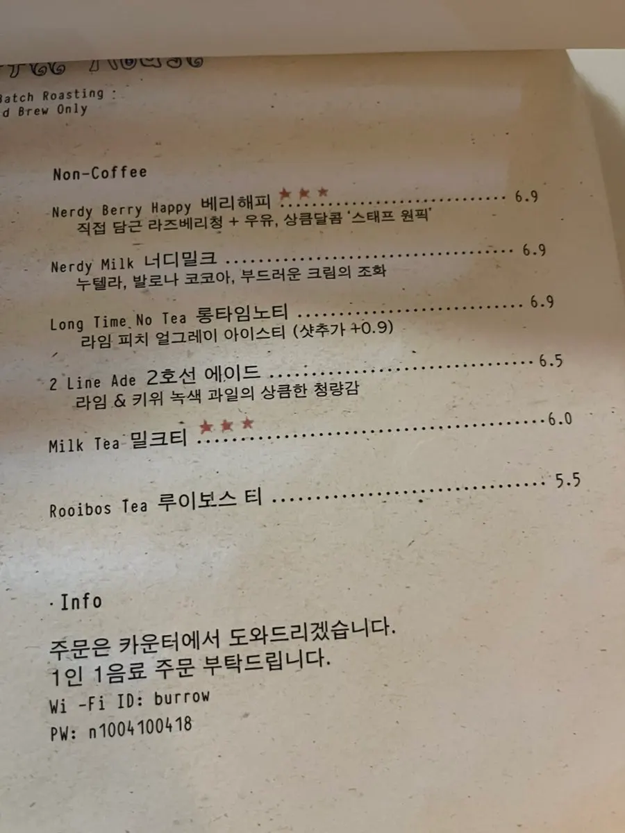 Menu board with dessert prices listed