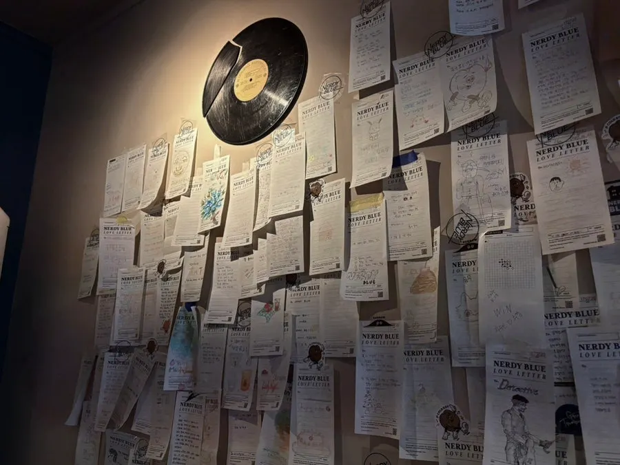 Drink menu and display area in the café
