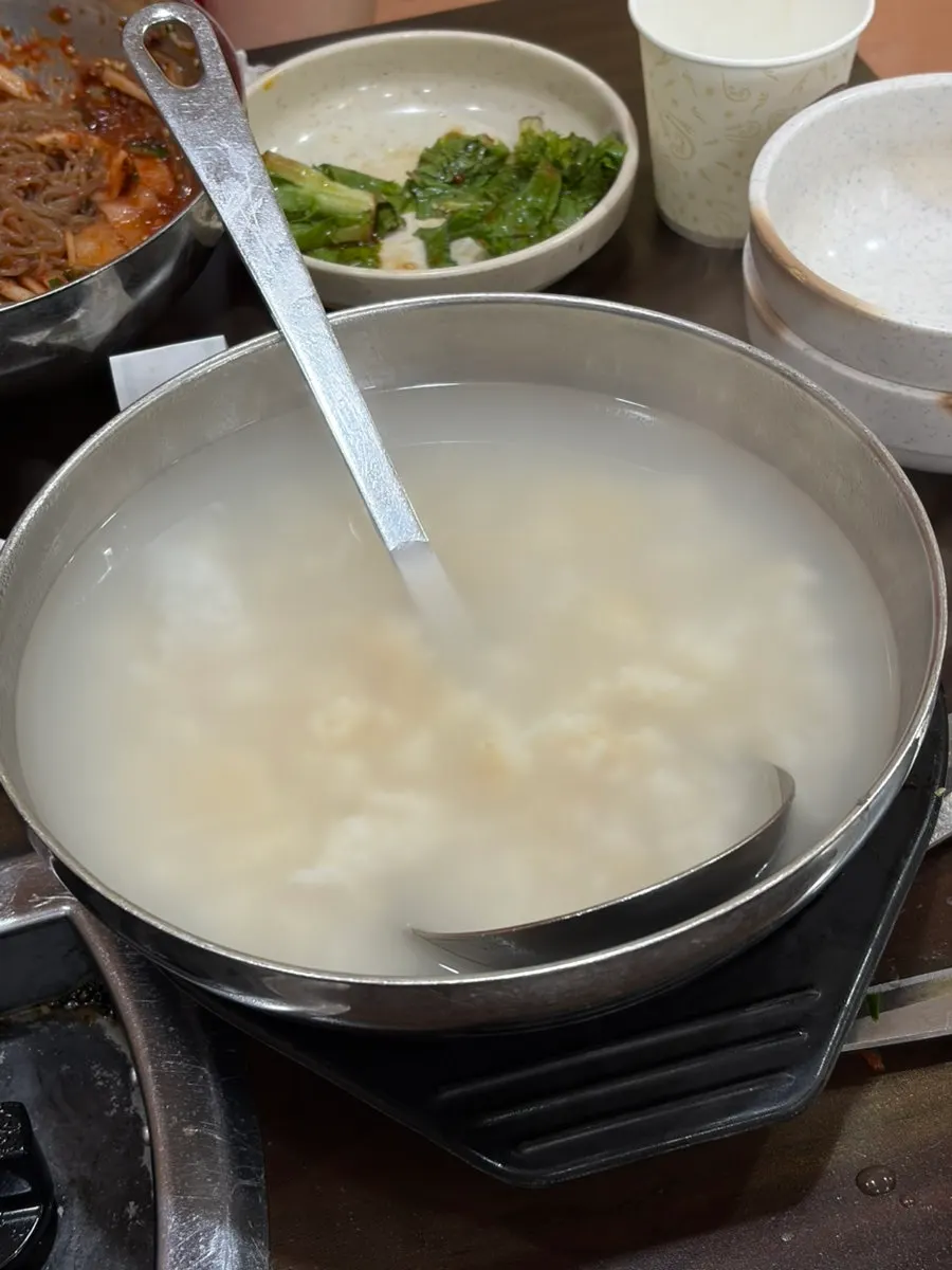 Rice mixed into the doenjang stew
