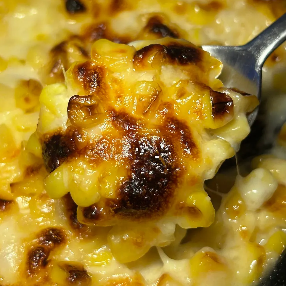 Close-up of the corn cheese