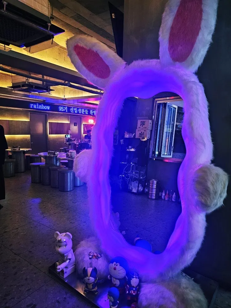 Large entrance mirror with color-changing lights