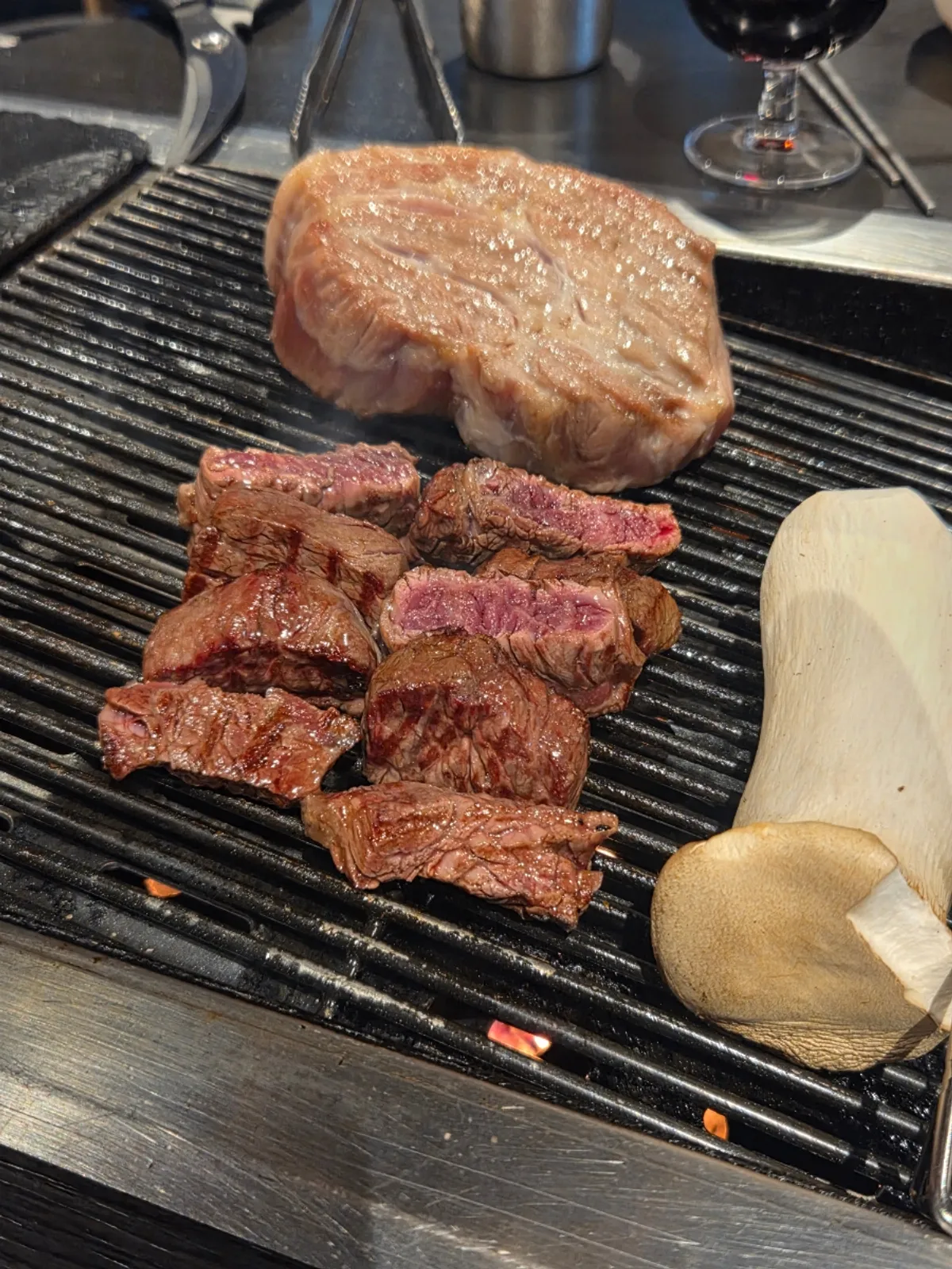 Thickly grilled beef skirt steak