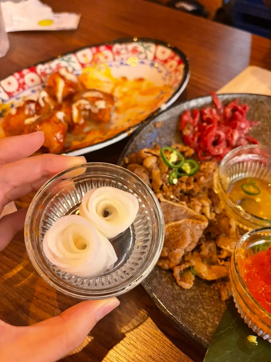 Free refill of aged kimchi and pickled radish
