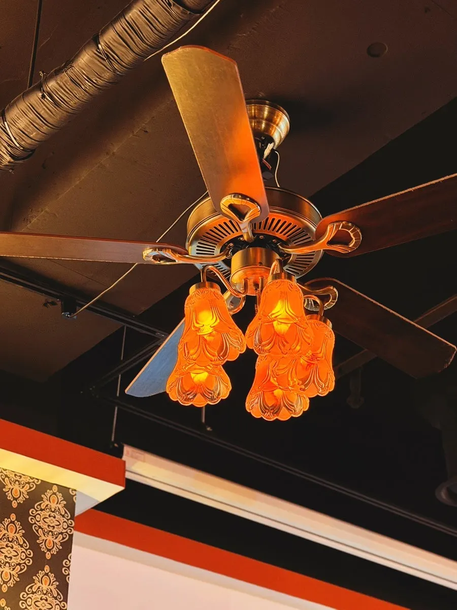 Retro-style lighting and seating inside Wareureu Mansion Bangi Branch