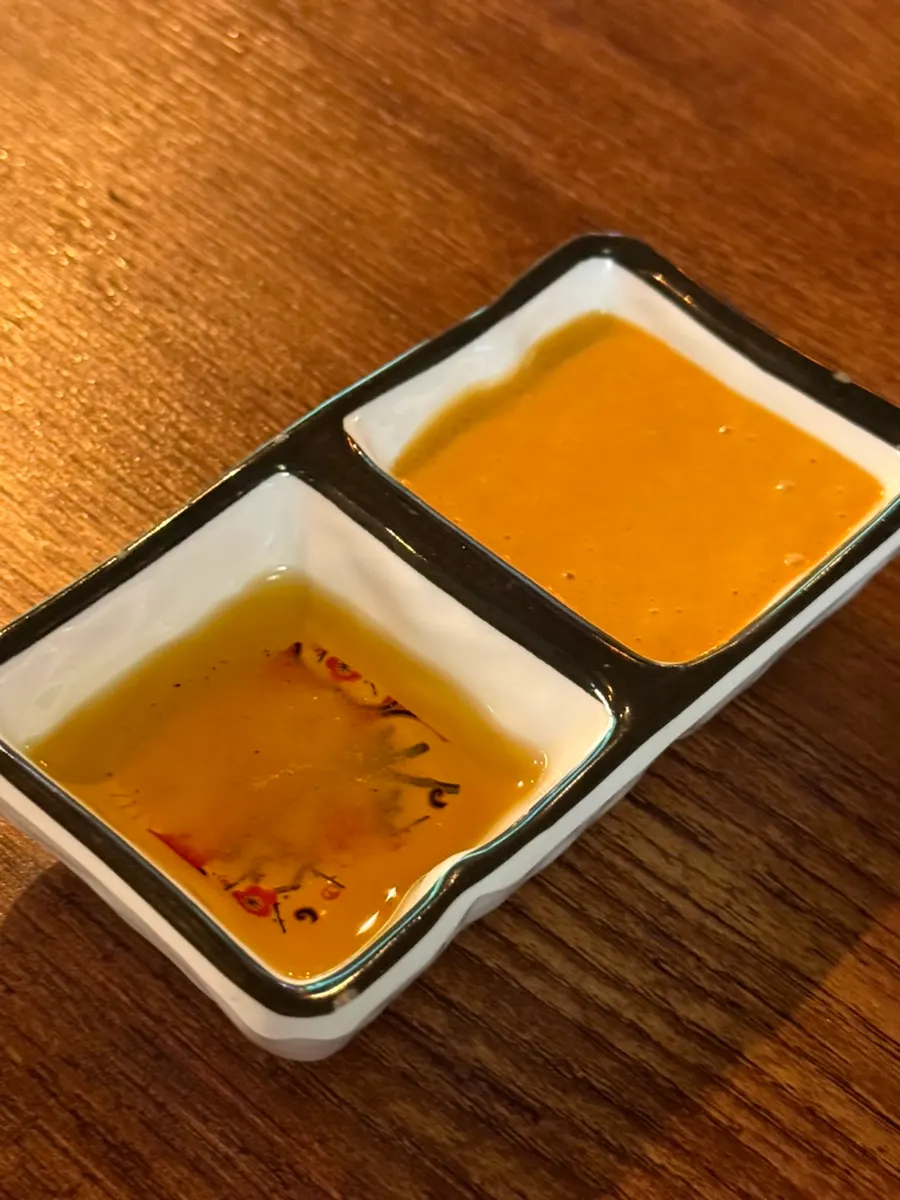 Sauce served alongside the beef yukhoe chadol wrap