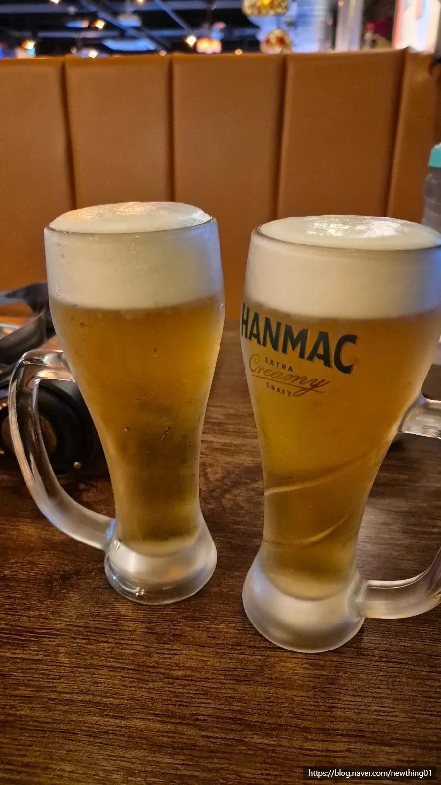 Basic side dish mayonnaise macaroni with 100-won draft beer