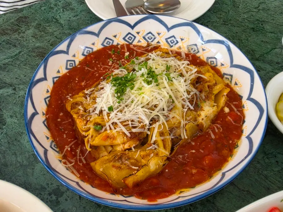 Close-up of the Mediterranean pasta