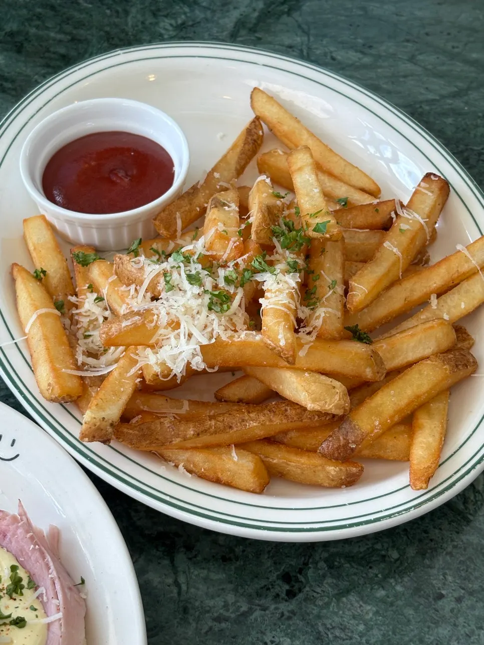 Plate of French fries without truffle oil