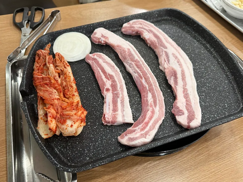 Plate of domestic fresh pork belly for two