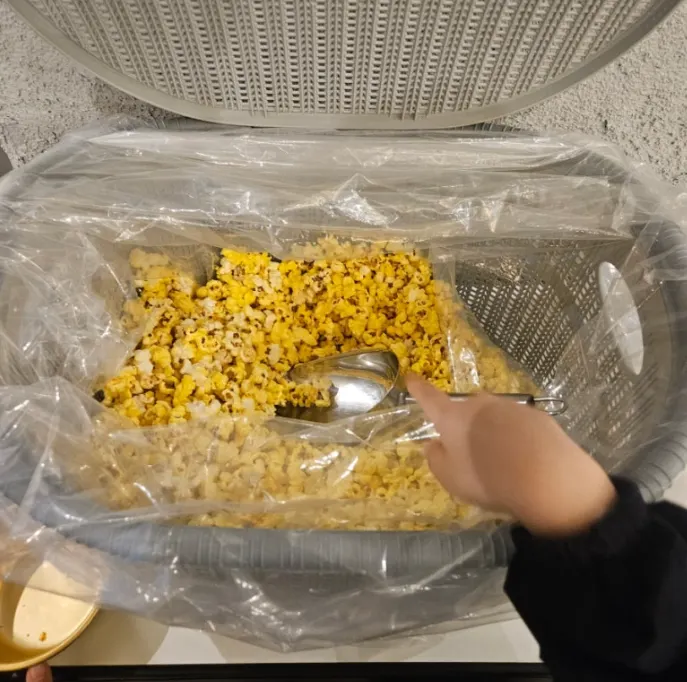 Bowl of popcorn on the table