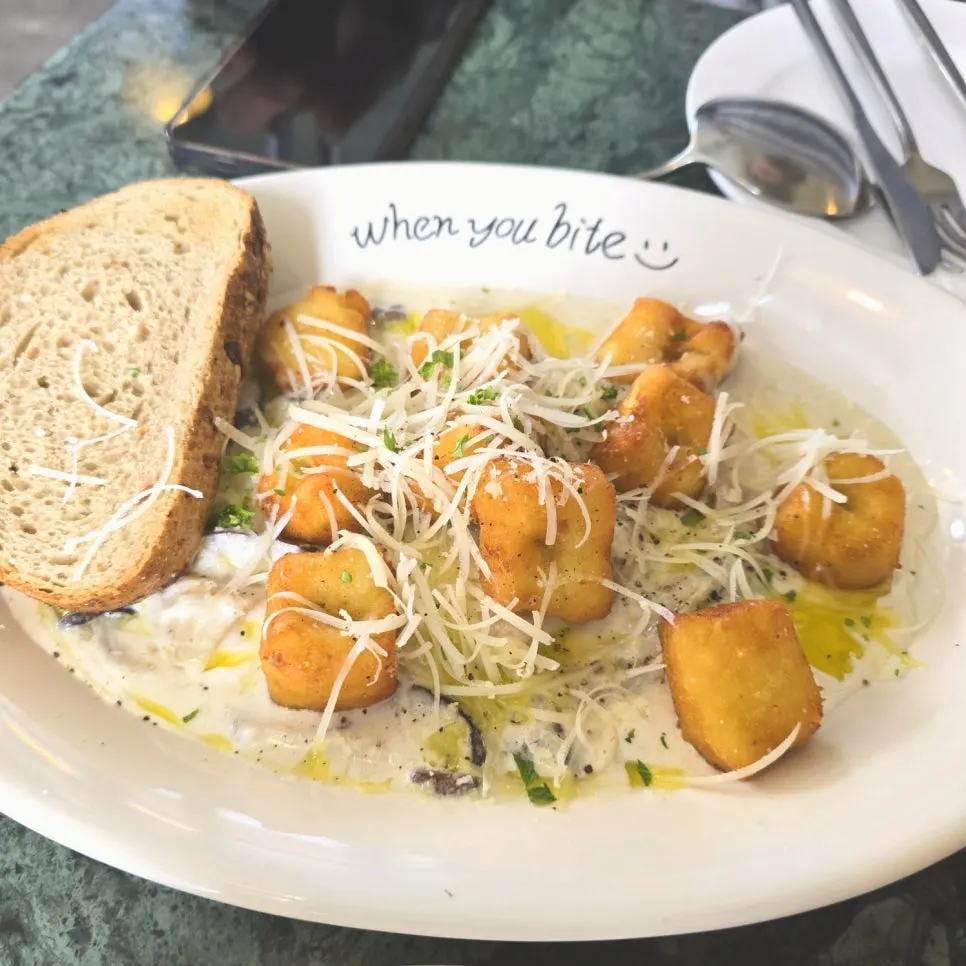 Truffle cream gnocchi in thick cream sauce