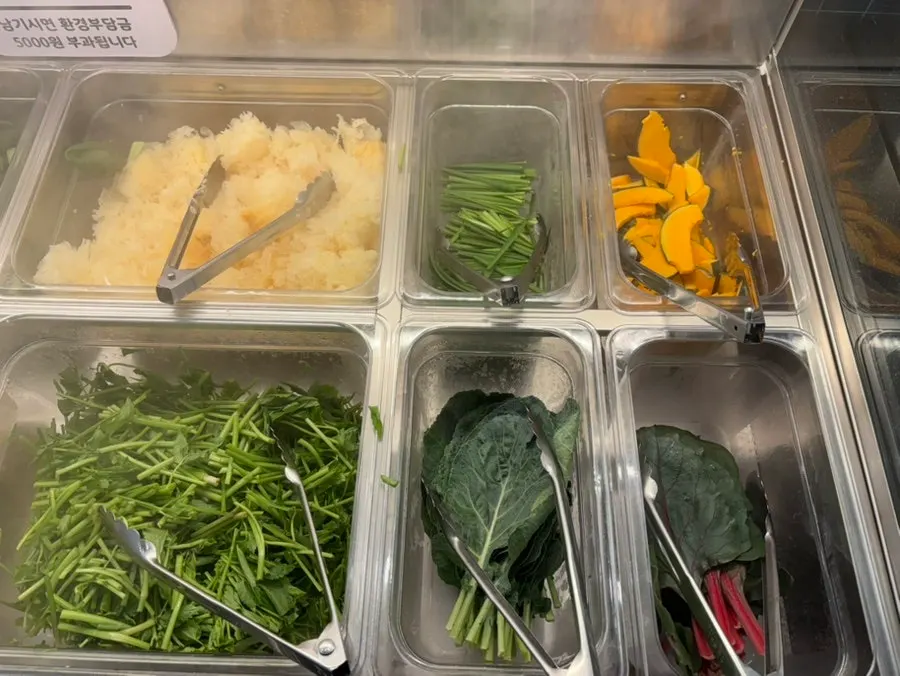 Shabu-shabu ingredients laid out at the self-bar