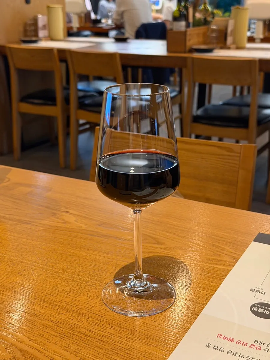 A glass of red wine