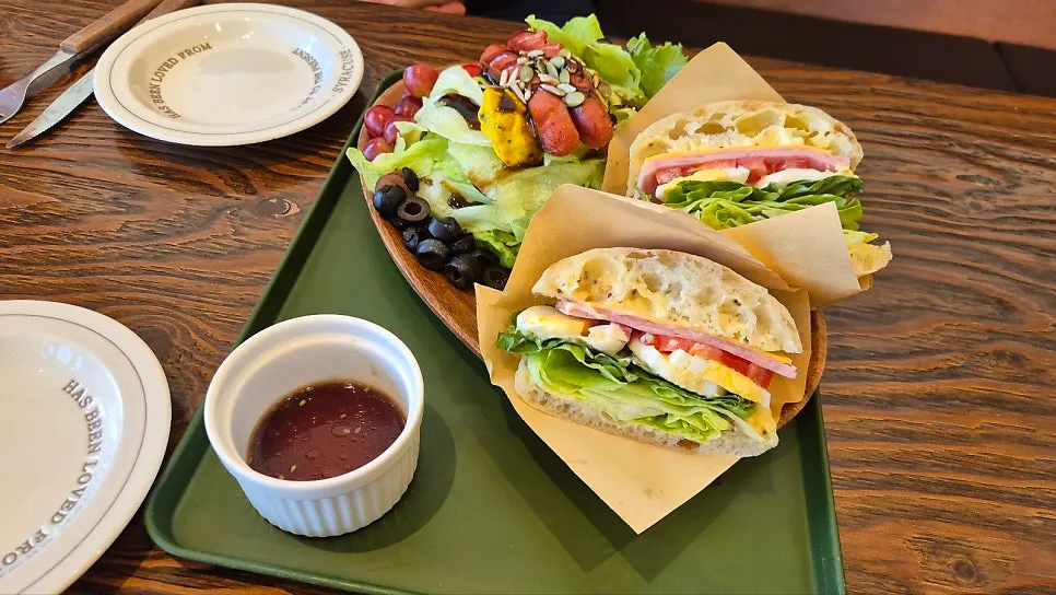 Club sandwich and salad brunch order