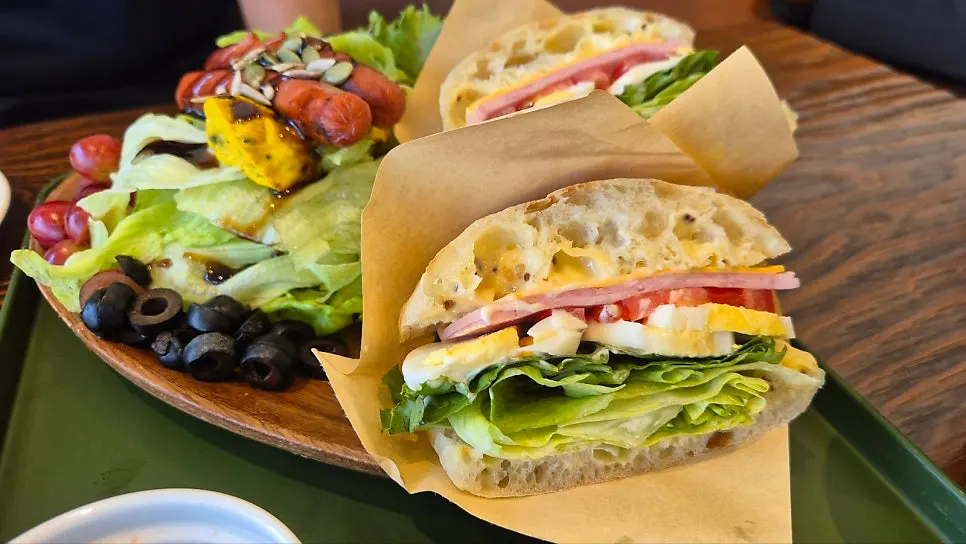 Club sandwich and garden salad arrangement