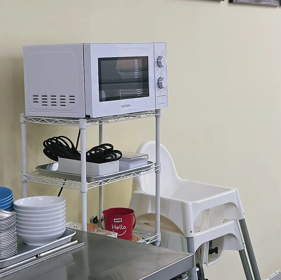 Baby chair and microwave available at the restaurant