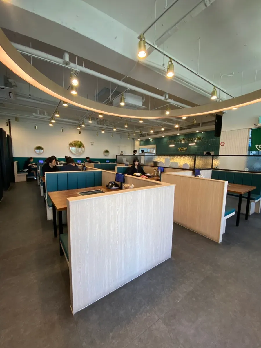 Restaurant seating with a view from the window